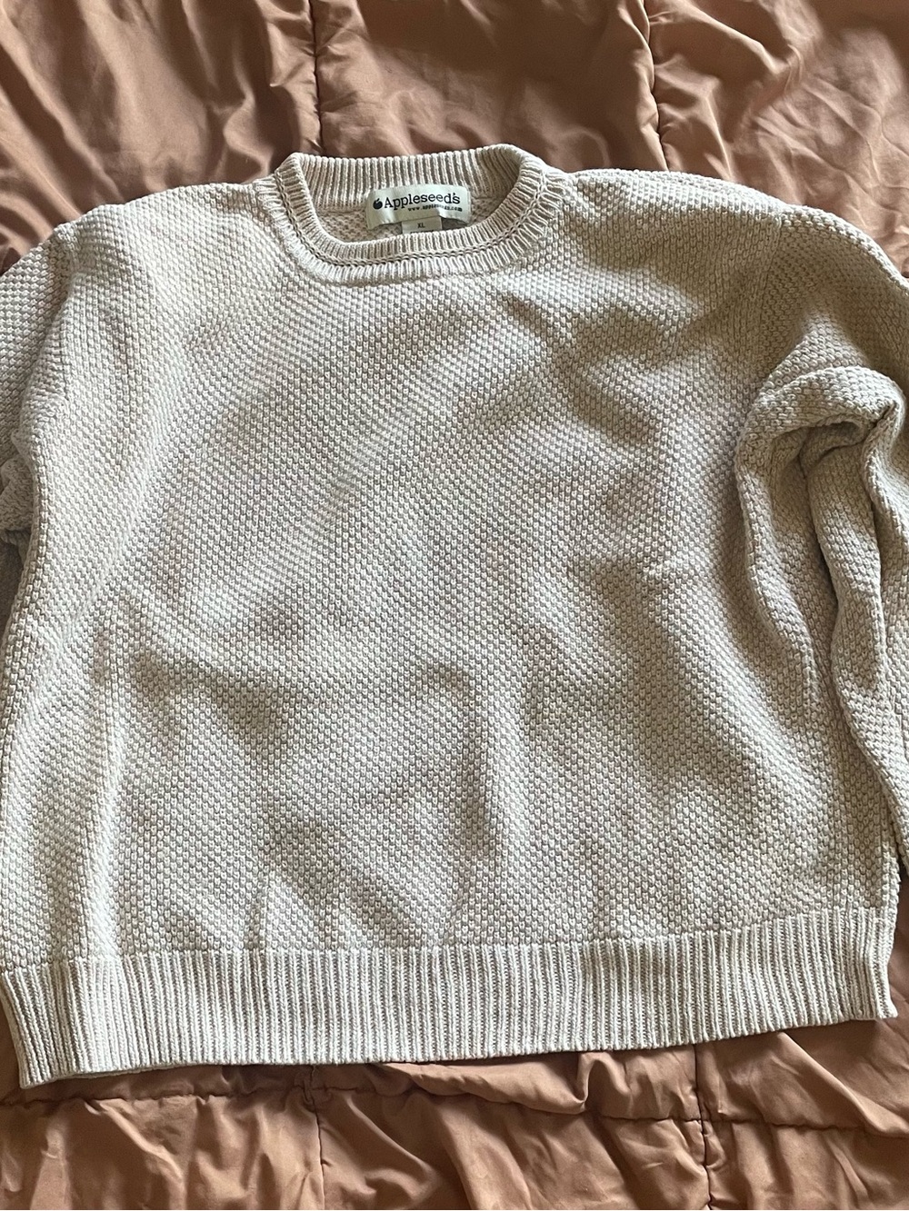 Appleseed's Cream Textured Scoopneck Crew Sweater